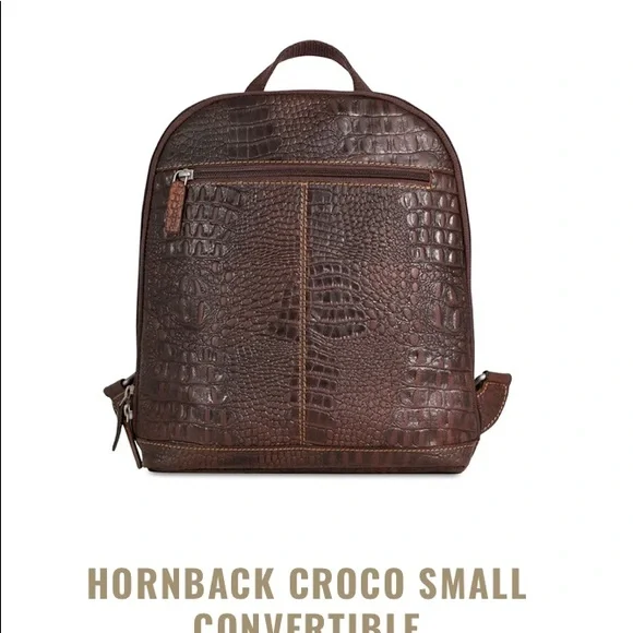 Jack Rogers Hornback Croco Convertible Backpack/Crossbody NWOT - Picture 8 of 15